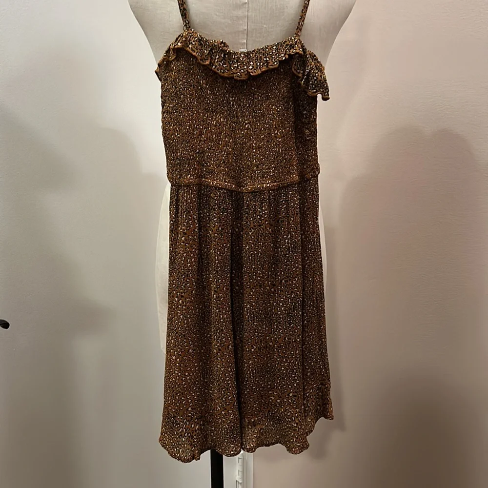 Urban Outfitters leopard ruffle chest lightweight mini dress sz small - Picture 4 of 11